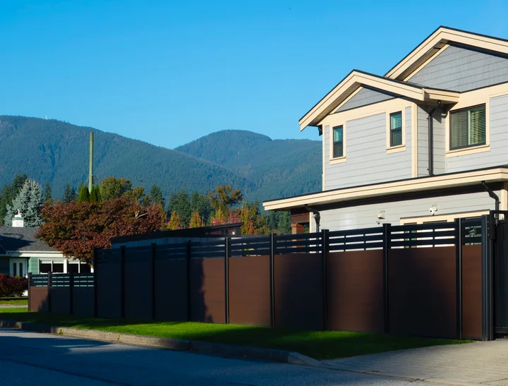 Dark Walnut + Onyx Black Partial Trellis fencing — McBride