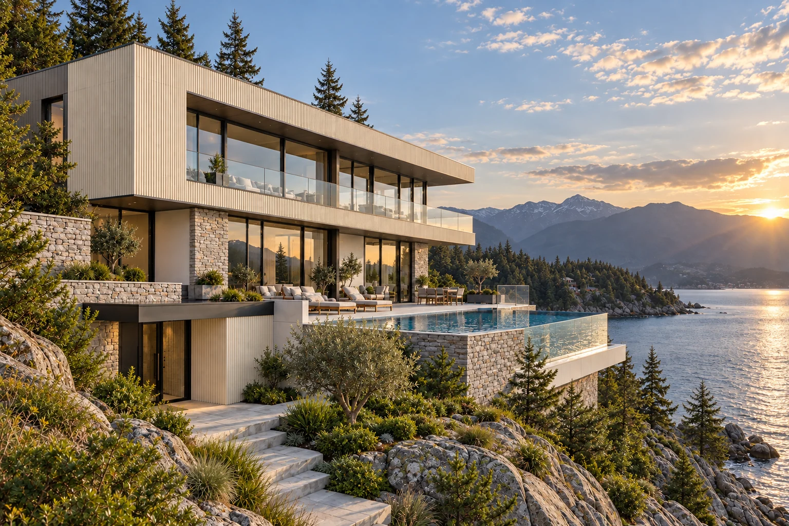 Pebble Beige fluted siding architectural visualization