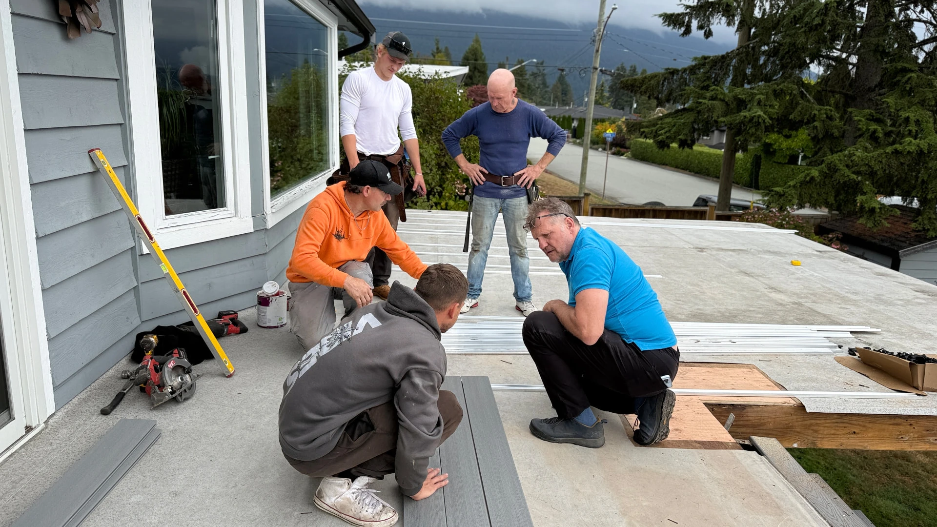 The installation team working on the Glenhaven deck.