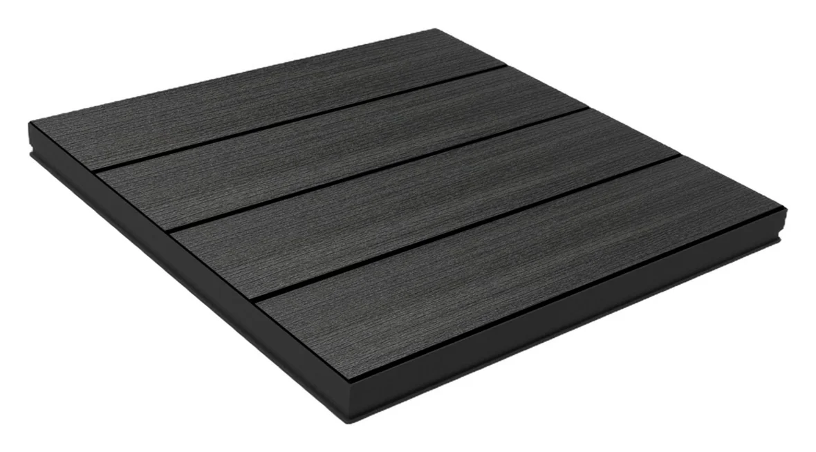Graphite NeoLine DeckTile showing composite boards on an aluminum base