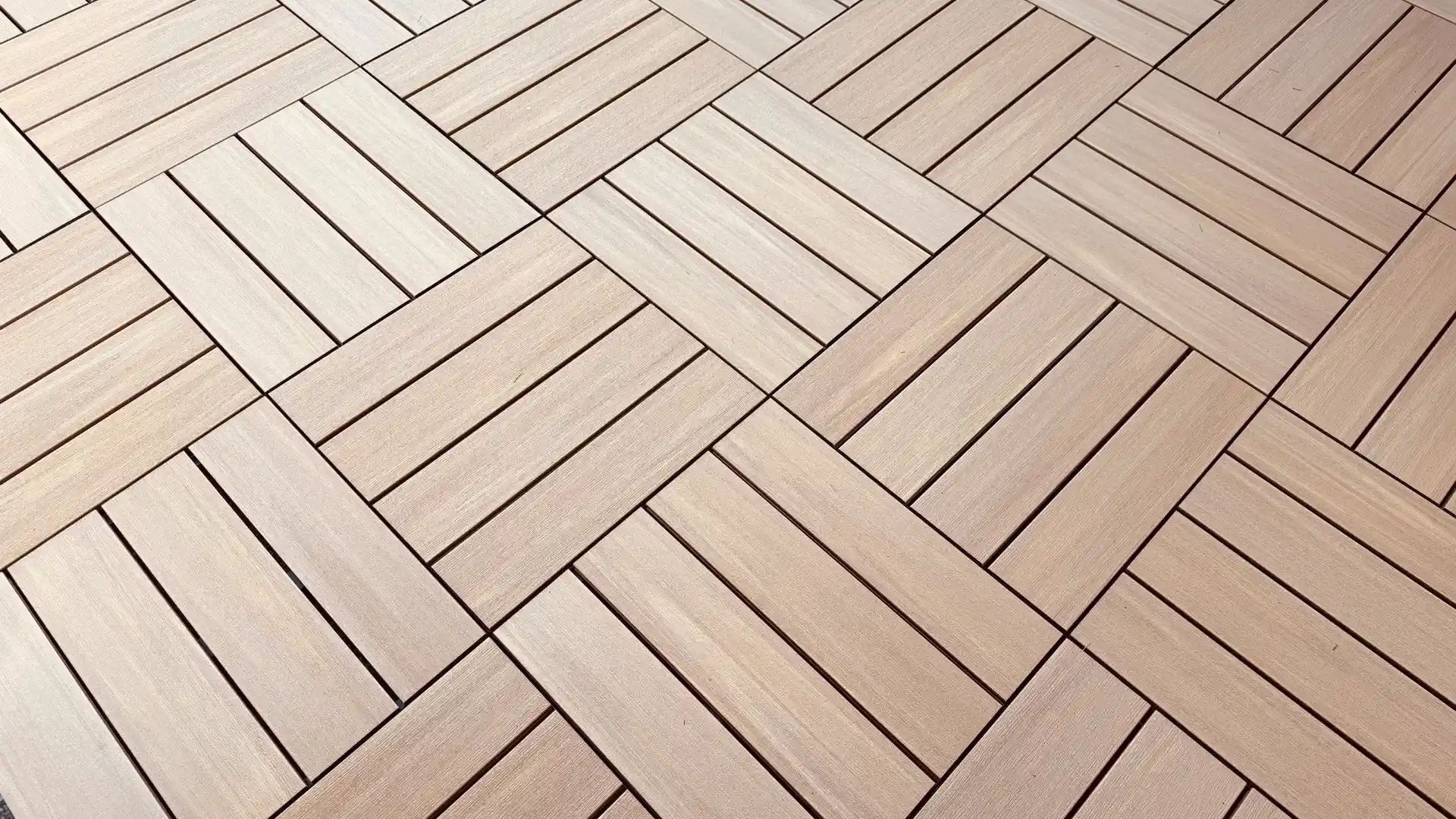 NeoLine composite DeckTiles installed in an alternating square pattern