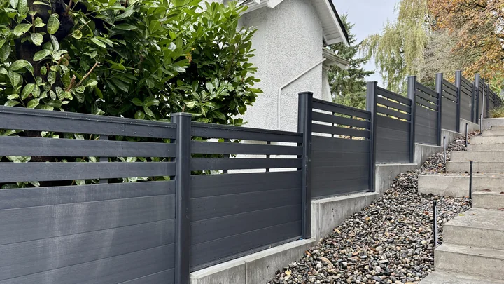 Graphite Partial Trellis · Full Trellis fencing — Alma