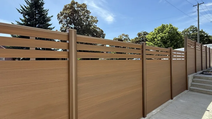 Honey Oak Partial Trellis fencing — Renfrew