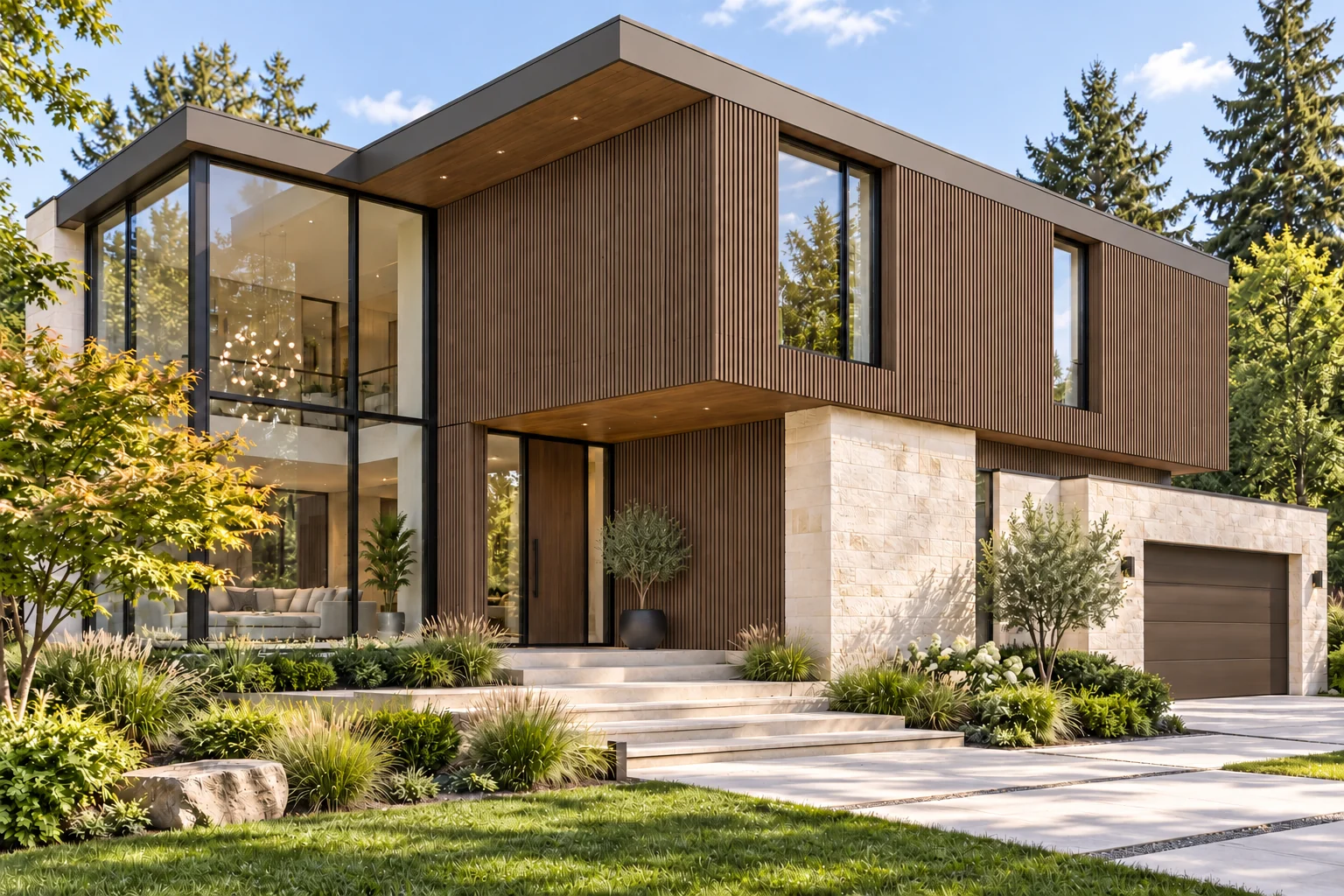 Dark Walnut · Fluted Siding architectural visualization