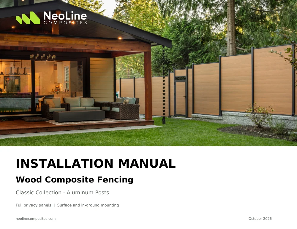 NeoLine Classic Collection installation manual cover — aluminum posts