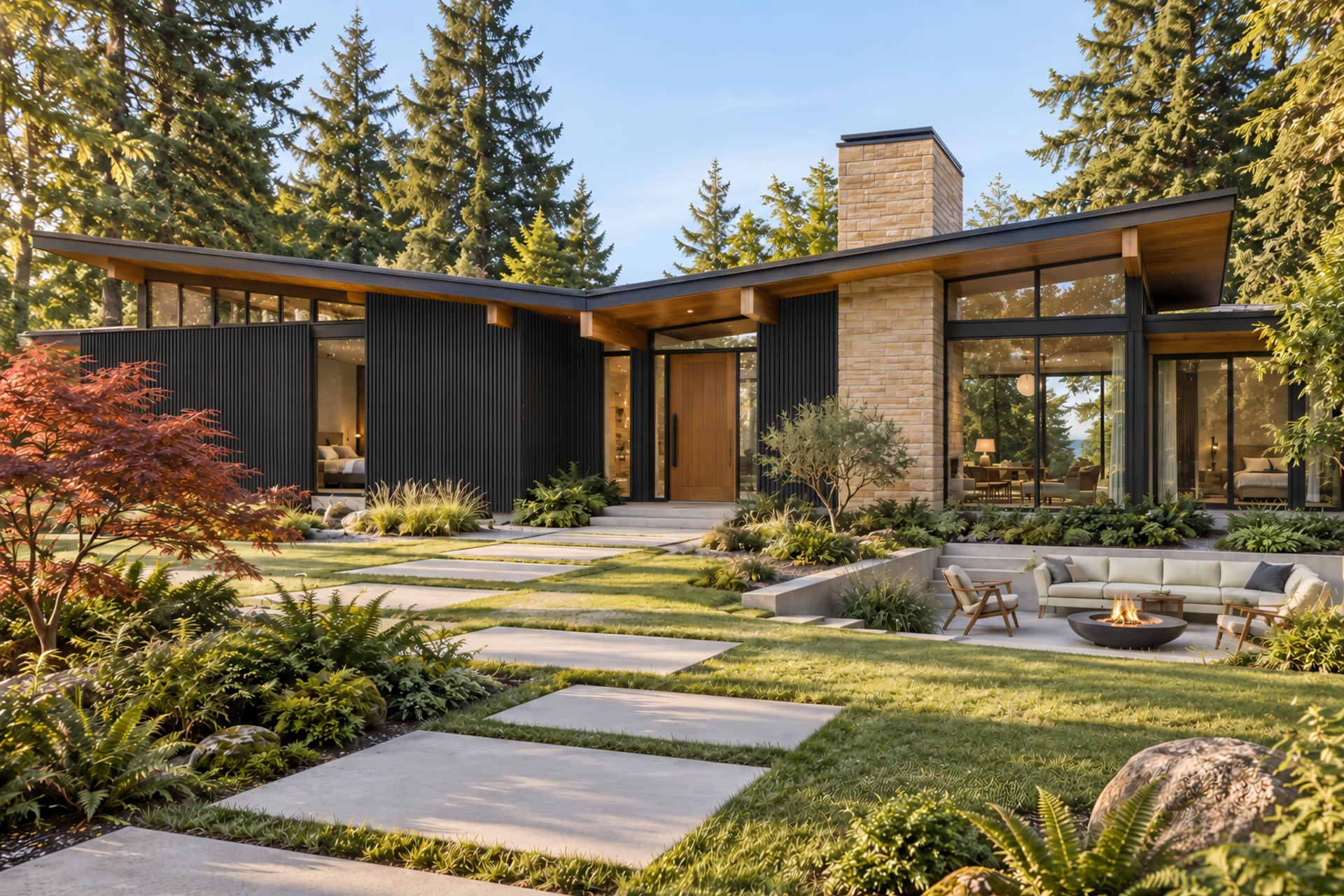 Onyx Black fluted siding architectural visualization
