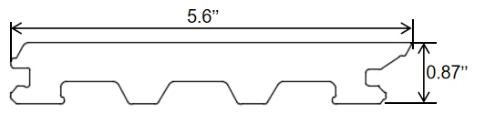 ZeroGap cross-section showing 5.6 inch width and 0.87 inch thickness