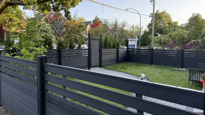 Onyx Black Partial Trellis fencing — Kitslano