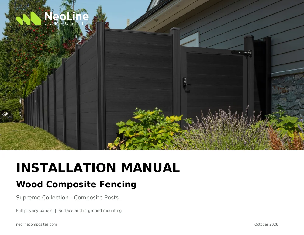 NeoLine Supreme Collection installation manual cover — composite posts